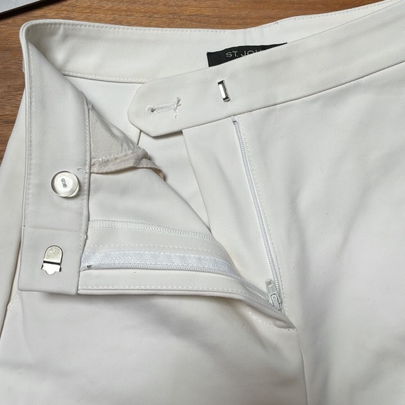 St. John Straight-Leg cotton ankle suiting pants in WHITE - Picture 4 of 7